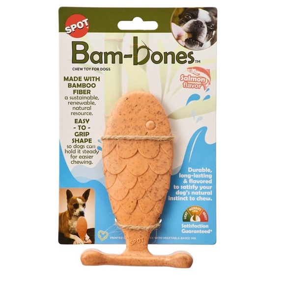 SPOT Bam-Bones Fish Chew Toy for Dogs - Durable, Salmon-Flavored-NWT - Picture 1 of 8